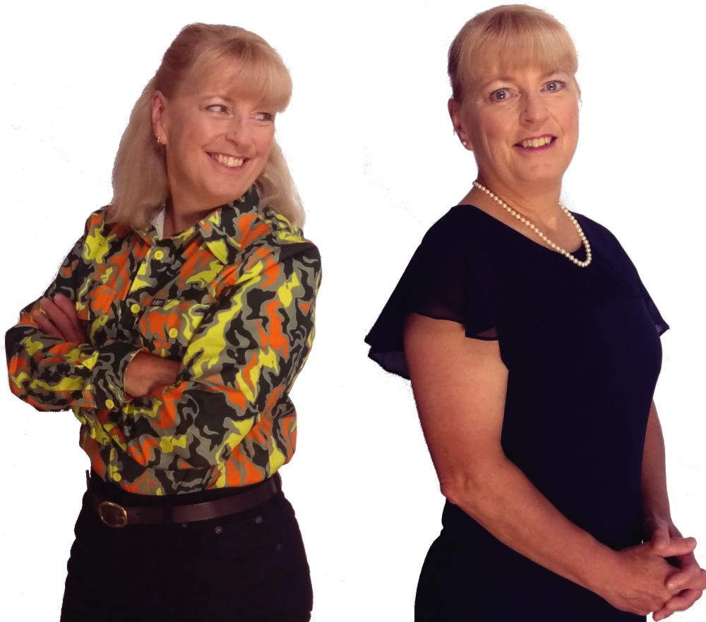 Two images of Heather Smith from Step By Step Training on a transparent background.